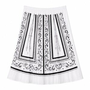 IZ Byer‎ California A-Line Skirt Women Medium White Black Excellent Boho Floral